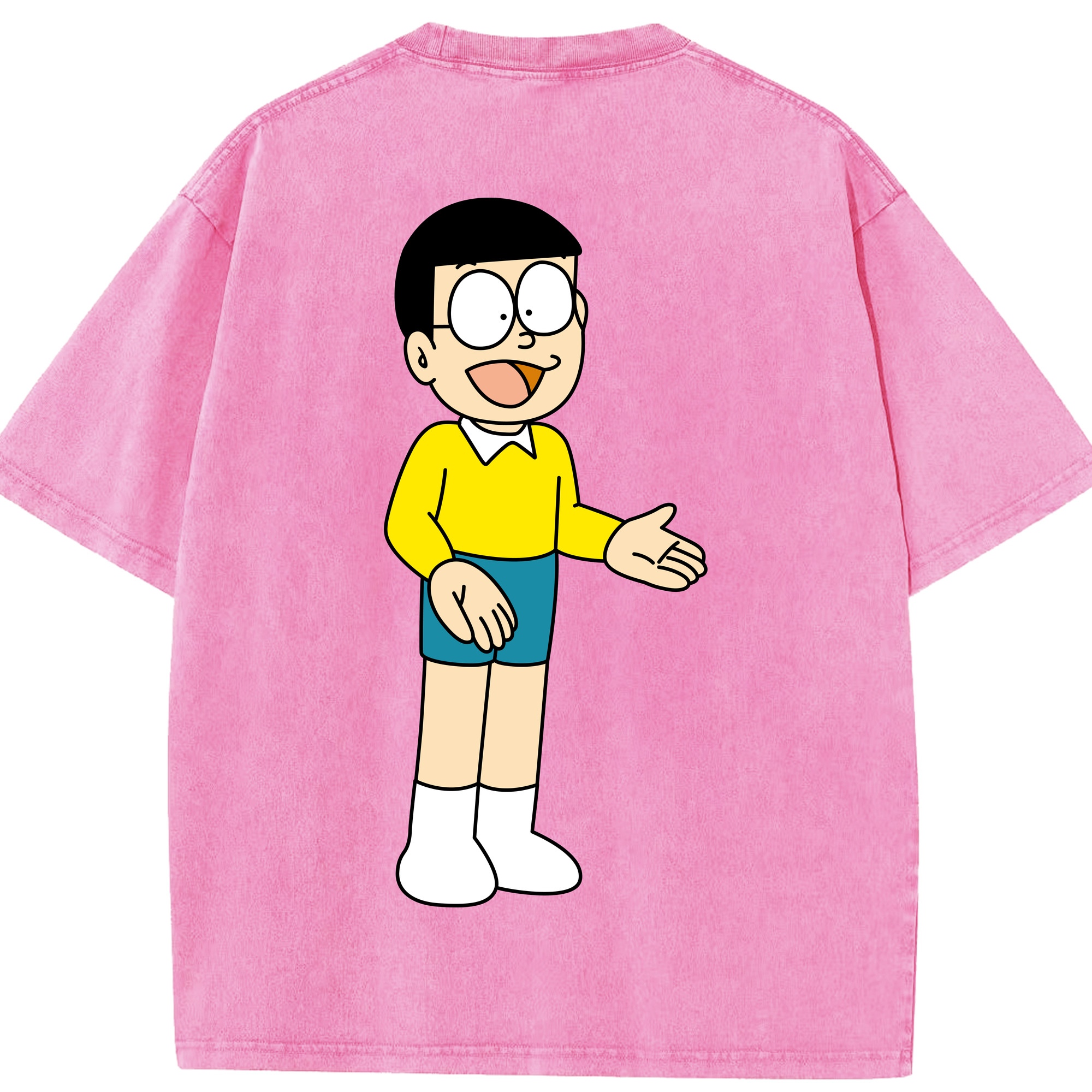 （画像用） ドラえもん 野比 のび太 Doraemon Nobita Nobi 綿100% ヴィンテージ風 半袖Tシャツ（背面プリント）